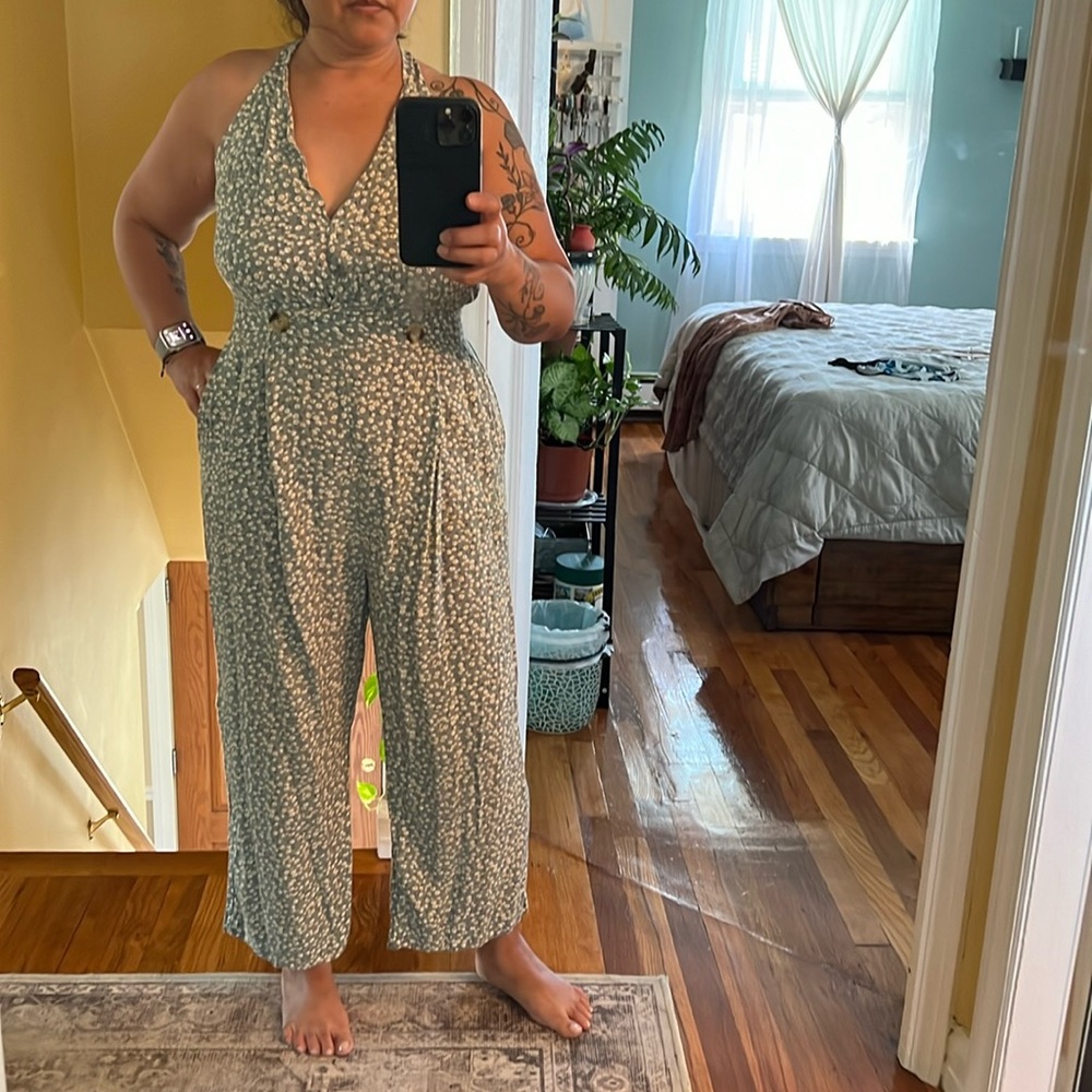 Floral design tank jumpsuit